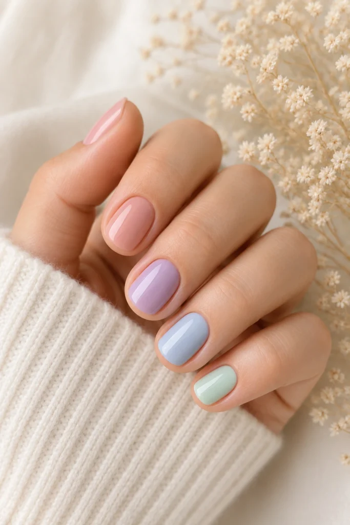 Soft Pastel Short Nails