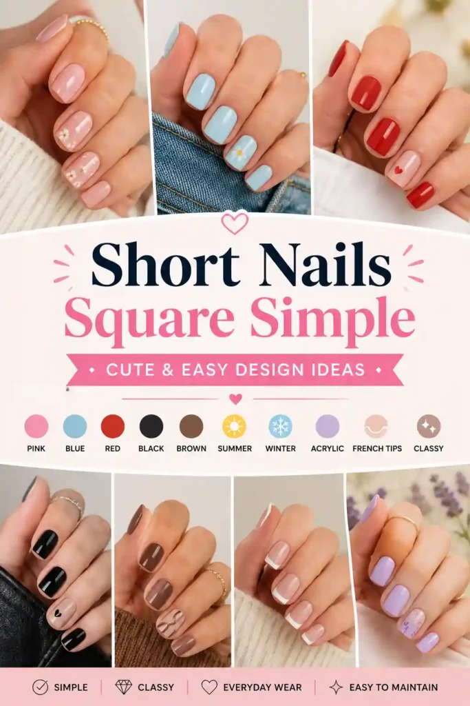 short nails square simple