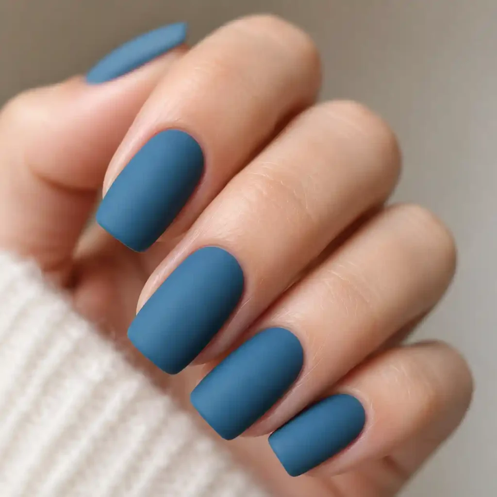 Matte Ocean Blue Nails