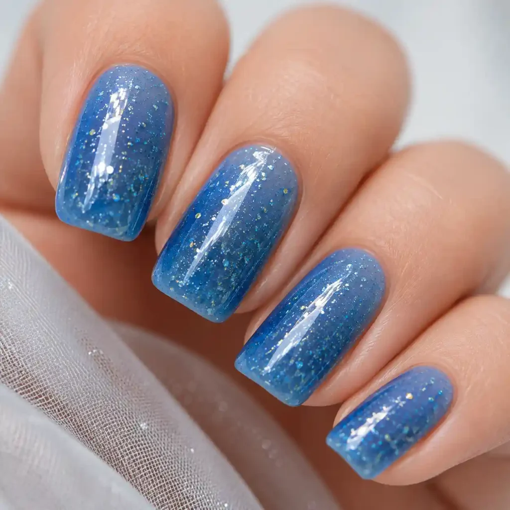 Blue Jelly Nails with Sparkle Nails