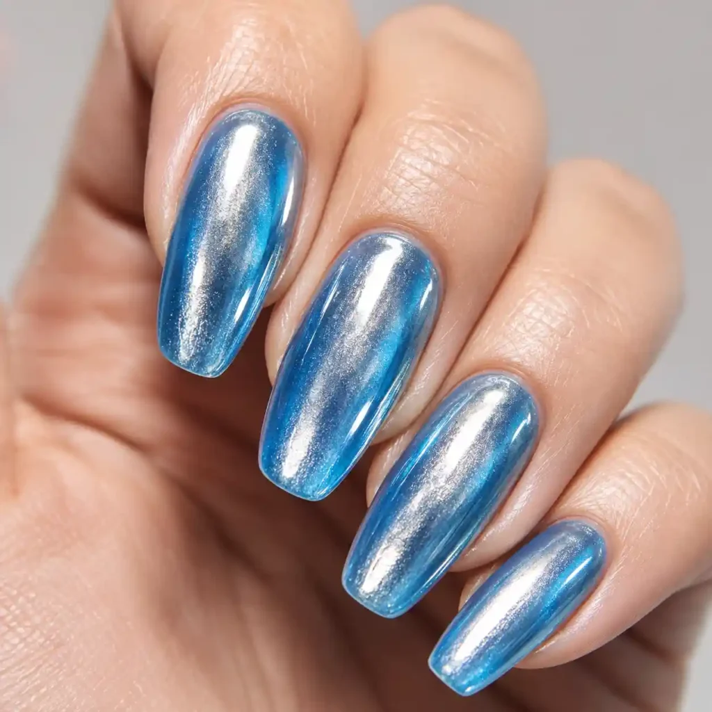 Translucent Blue Over Silver Base