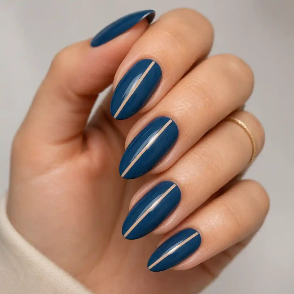 Ocean Blue with Thin Nude Stripe