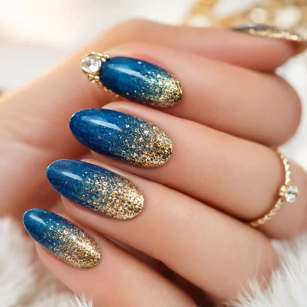 Glitter Ombre from Blue to Gold