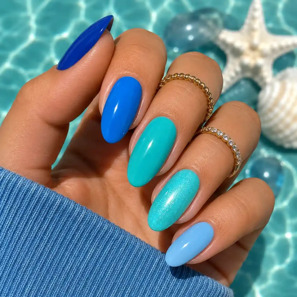 Blues and Aquatics nails