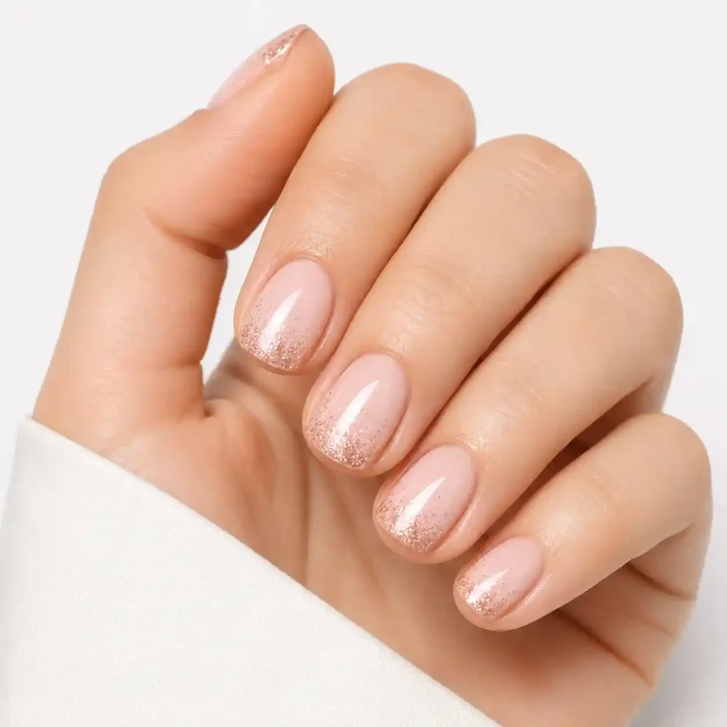 Blush Pink with Subtle Glitter Gradient Nails