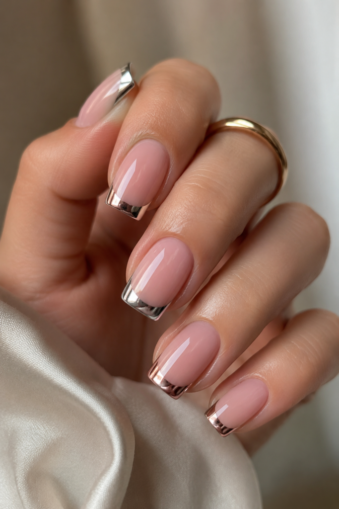 Chrome, Metallic, and Glam French Tips