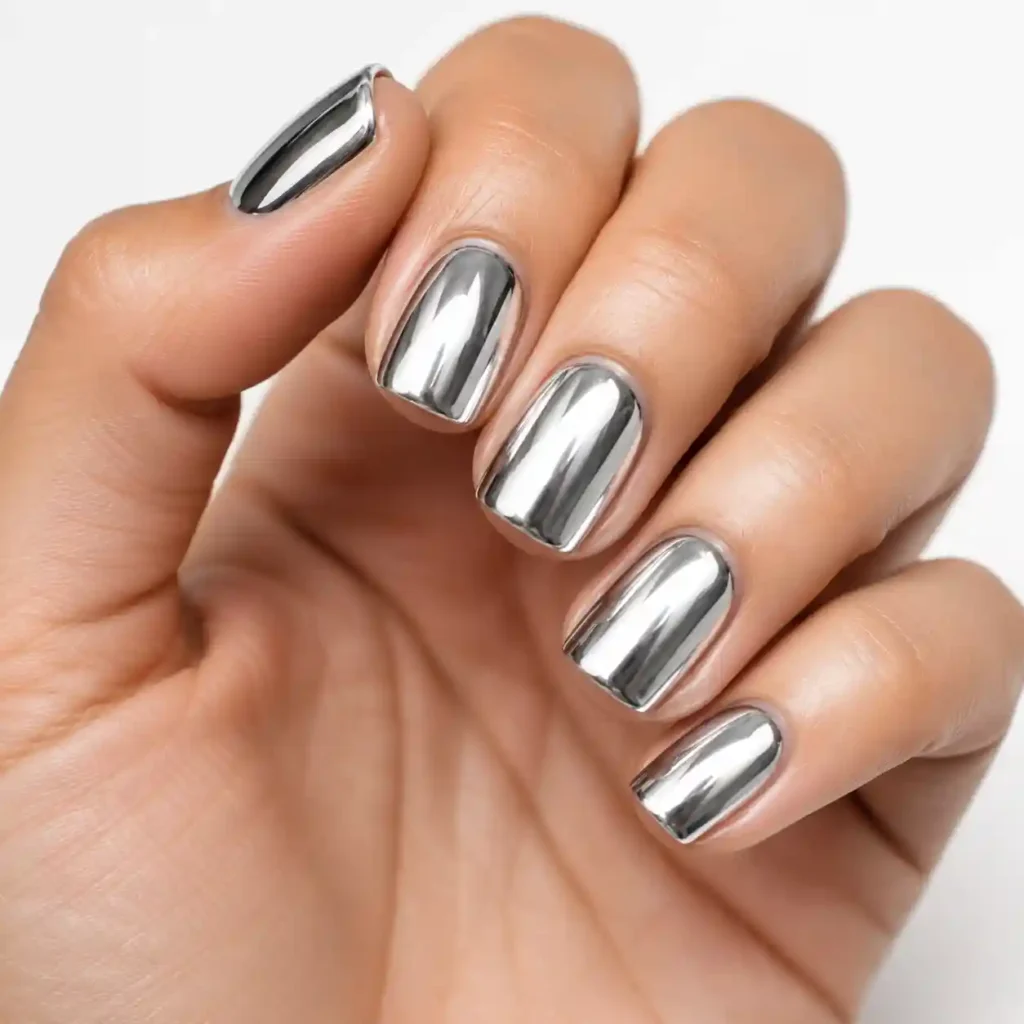 Chrome or Mirror Effect Nails