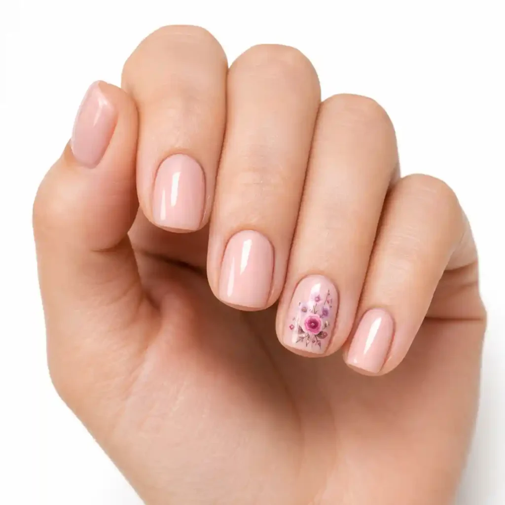 Delicate Floral on One Accent Nails
