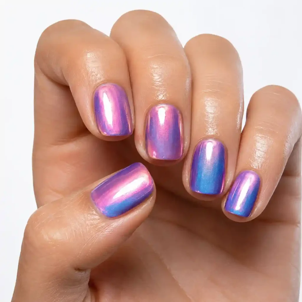 Iridescent Short Nails