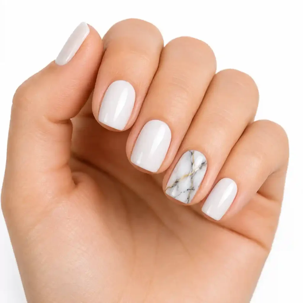 Marble Effect on Short Nails