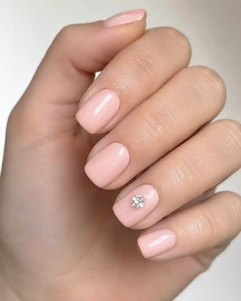 Pale Pink with Rhinestone Accent