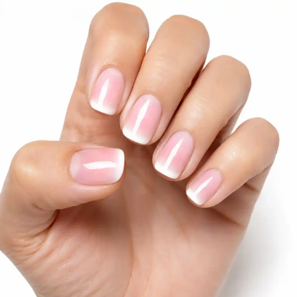 Sheer Pink with White Tips Nails