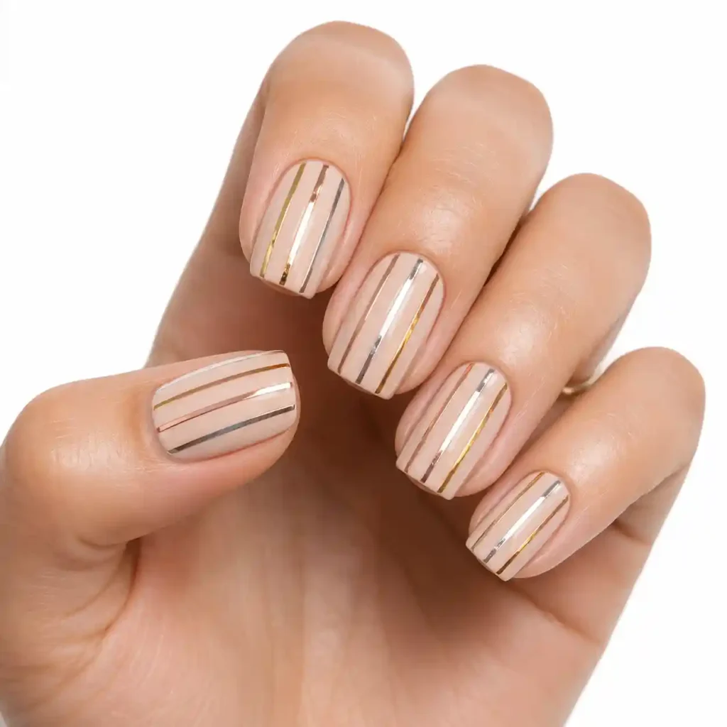 Thin Metallic Stripes nails