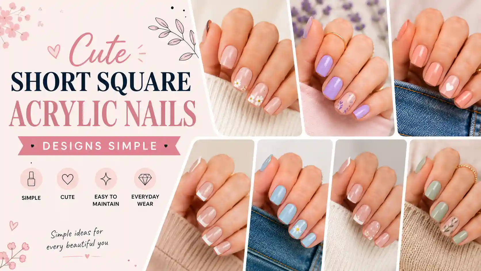 Cute Short Square Acrylic Nails Designs Simple