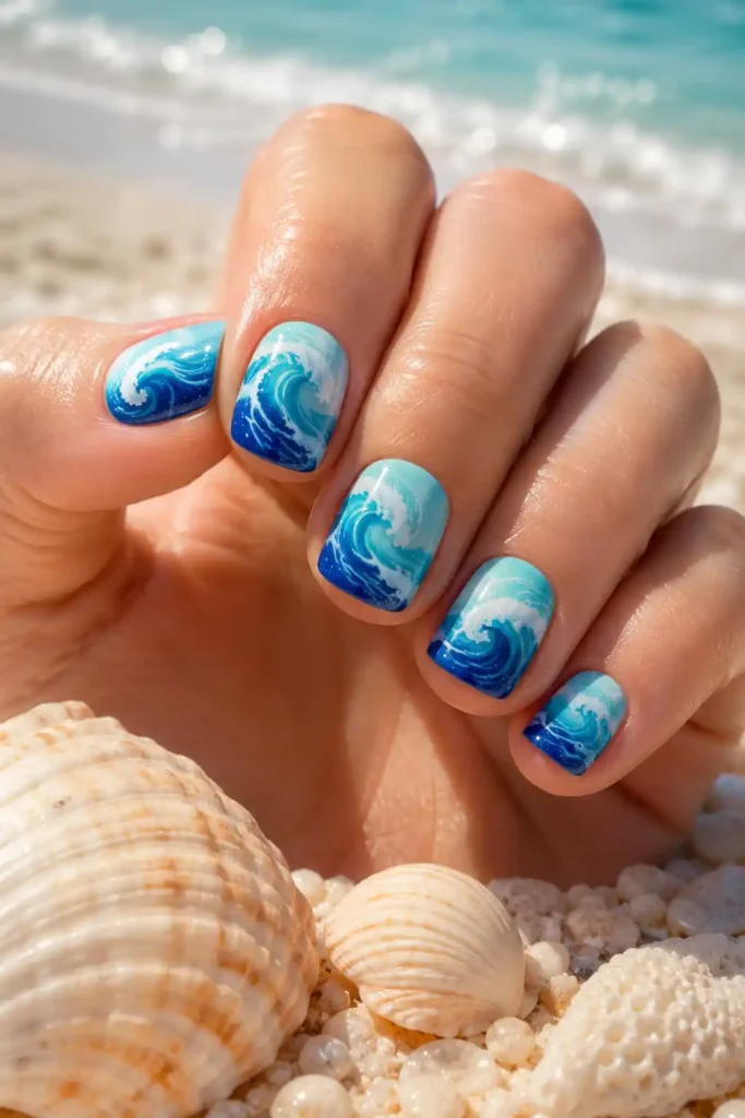 03 ocean blue wave nails