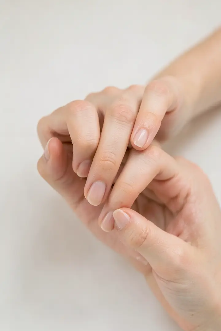 gentle filing and shaping for stronger nails on one hand